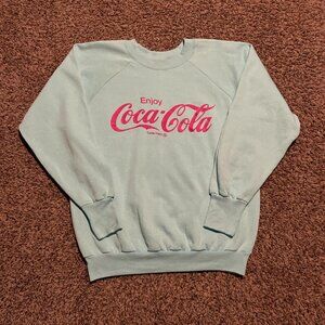 Vintage 90s Coca Cola Light Blue Crewneck Sweatshirt